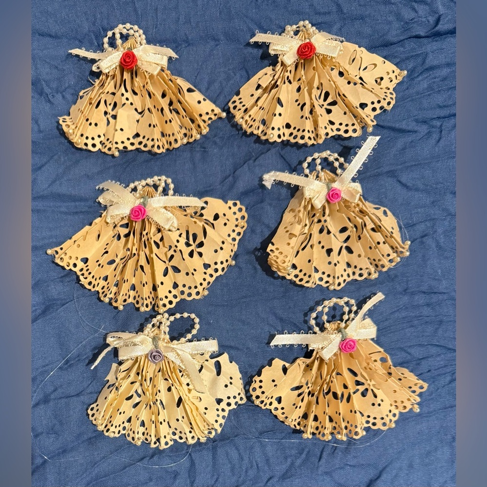 Handcrafted Paper Angel Ornaments with Roses